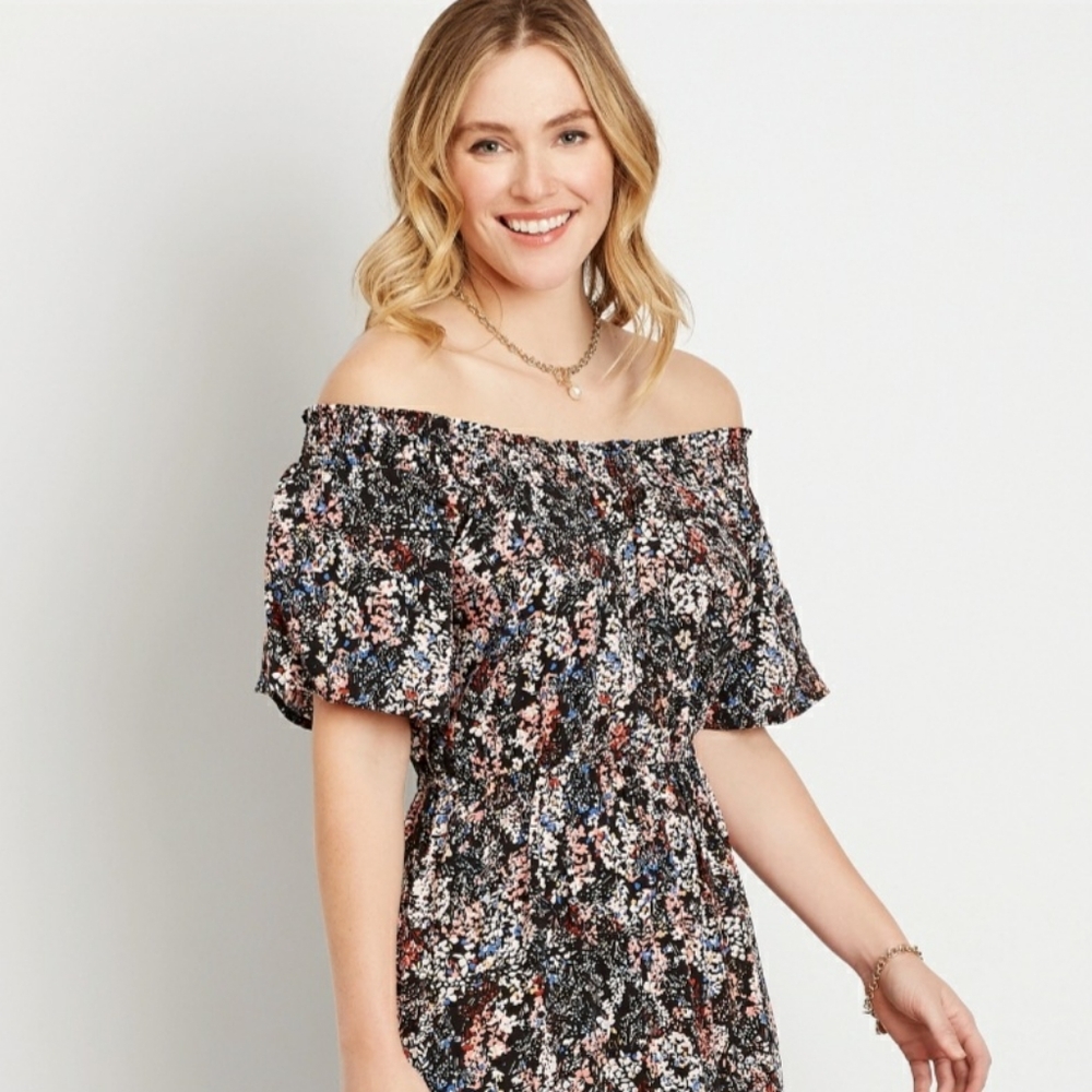 Lightweight and Comfortable Fabric Floral Print Short Seeves Dress